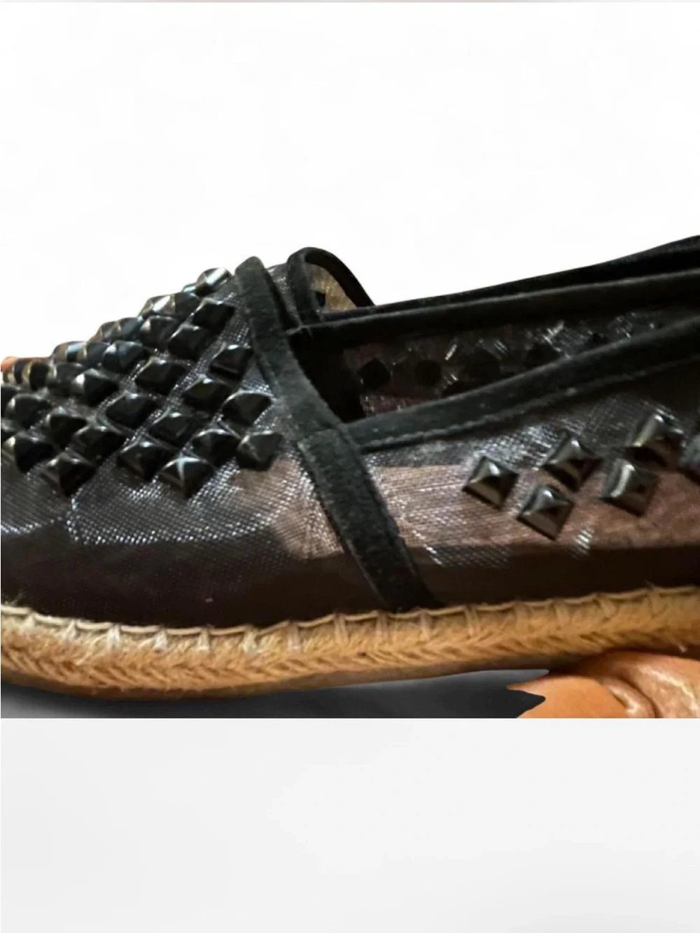 Jeffrey Campbell Black Studded Martini Espadrille Slip-On Flats